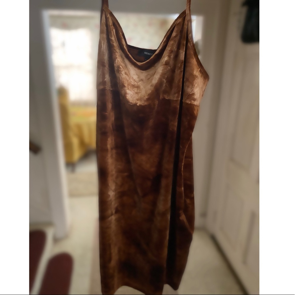Brown Skinny Strap Mini Dress